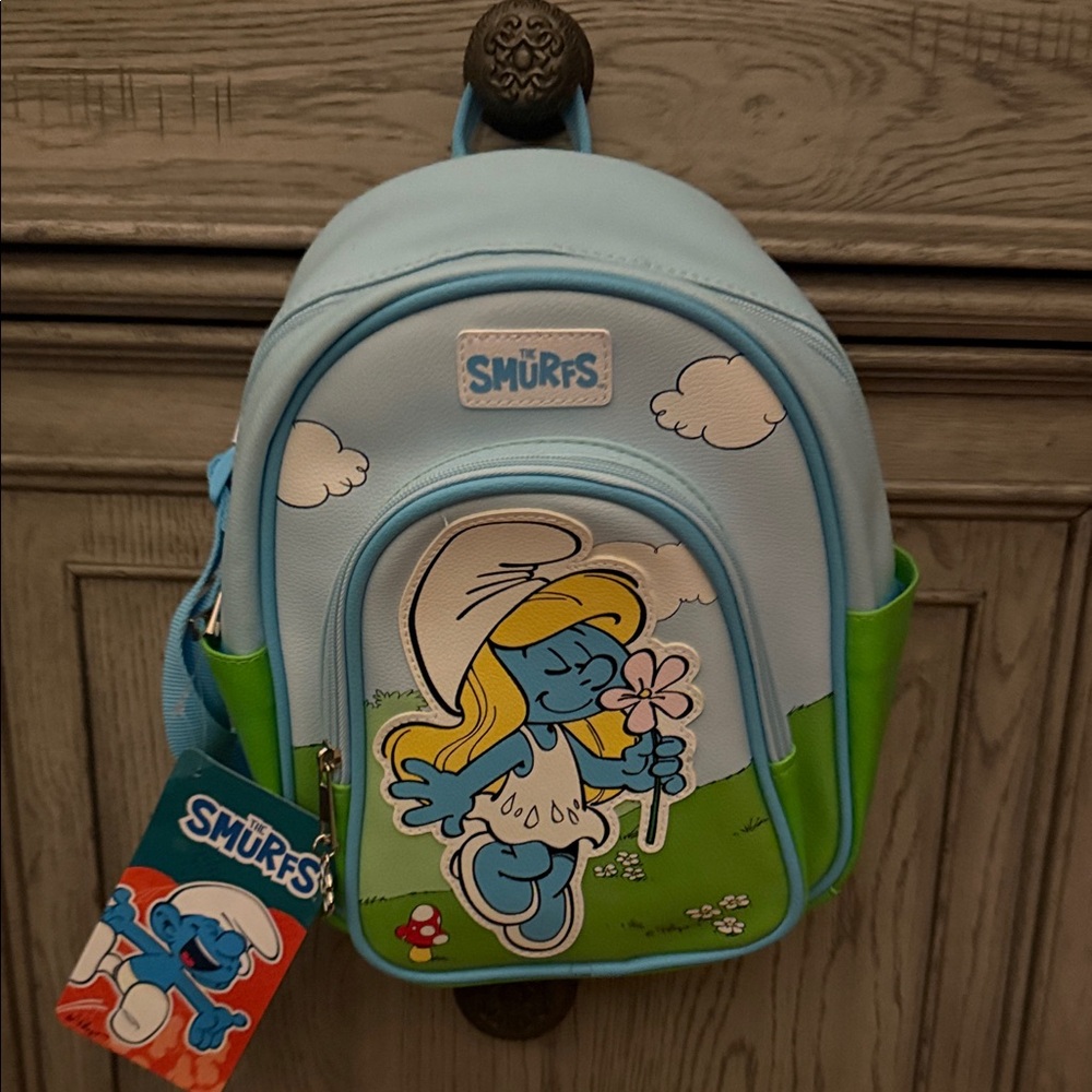 Smurfs Blue and Green Kids Backpack - Picture 2 of 3
